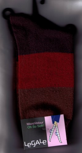 LeGale Micro Velour Sock - Wide Stripe-Reds-Brown