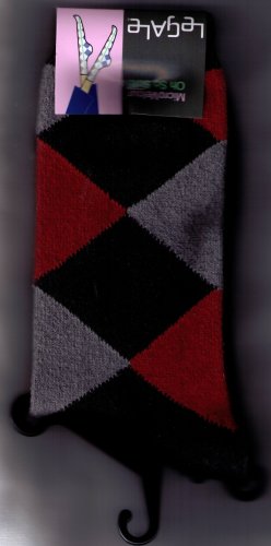 LeGale Argyle Micro Fiber Velour Sock - Black-Red-Grey