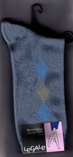 LeGale Micro Fiber Velour Sock - 3 Diamond-Slate Blue