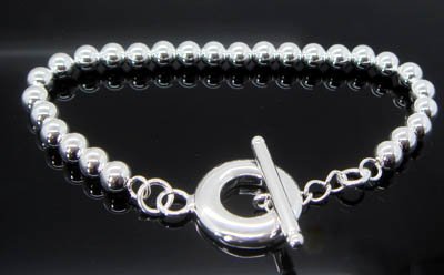 925 STERLING SILVER 6mm BEAD Bracelet#155