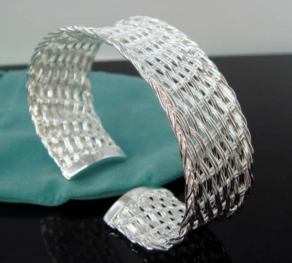 FREE P&P! 925 STERLING SILVER INTERTEXTURE BANGLE #26