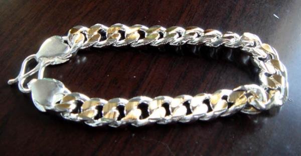 FREE P&P!925 STERLING SILVER & GOLDEN 10mm Bracelet#163