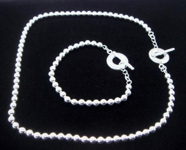 FREE P&P!925 SILVER 6MM BEAD BRACELET & NECKLACE #S46