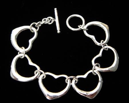 FREE P&P! 925 STERLING SILVER 6 HEART BRACELET #03