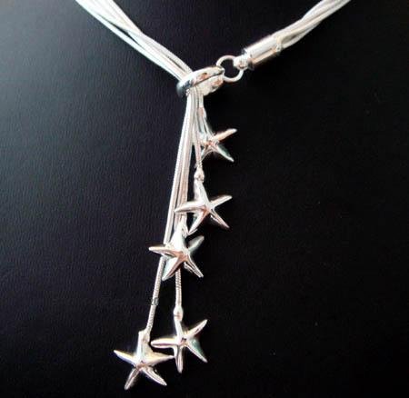FREE P&P! 925 SILVER 5 STARFISH NECKLACE #64
