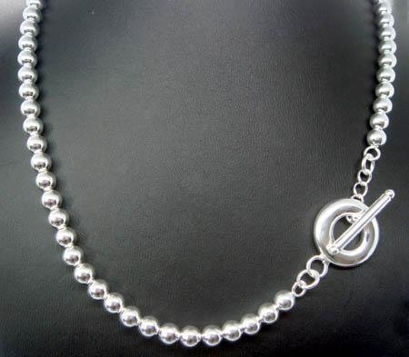 FREE P&P! 925 STERLING SILVER 6mm BEAD NECKLACE #95