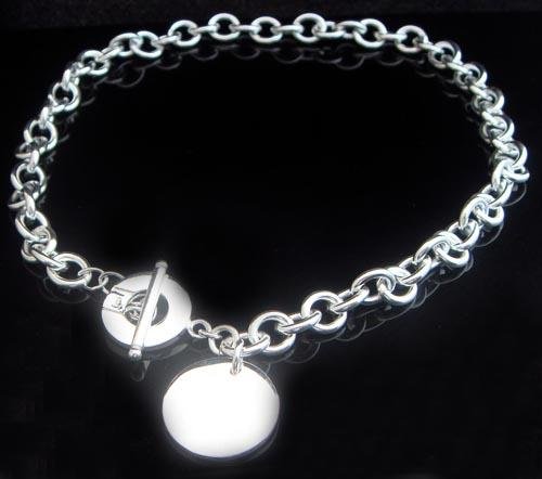 925 STERLING SILVER ROUND TAG NECKLACE #152 FREE P&P