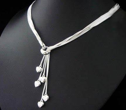 FREE P&P! 925 STERLING SILVER 5 HEART NECKLACE #27