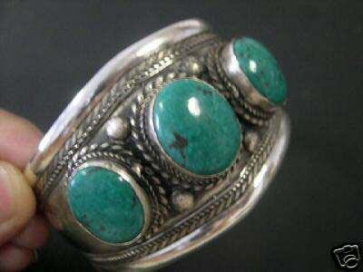 beautiful tibet silver three turquoise beads bracelet