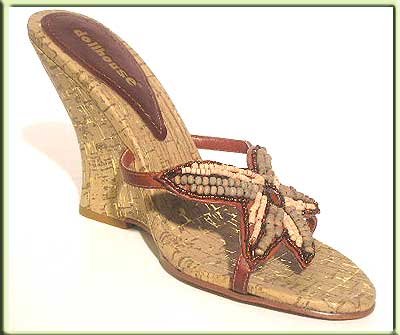 Dollhouse TAN Brown Cork Wedge Slide SANDALS Sz 10