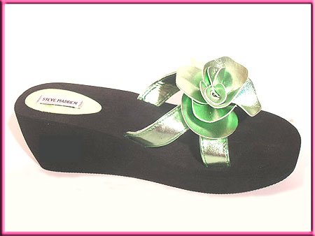 Steve Madden Slide Flip Flop Sandals Black Green Sz 8.5