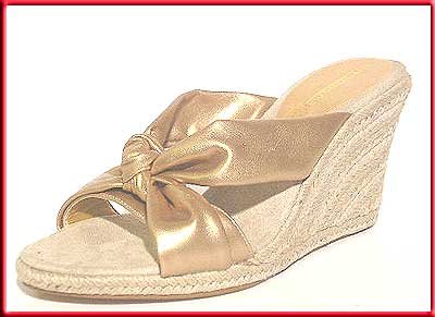 Jonathan Martin Gold Wedge Slide Sandals Sz 7.5
