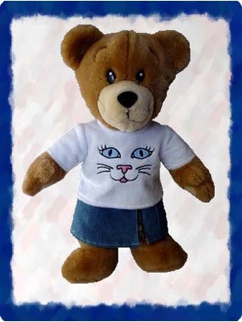 Cat Shirt with Denim Skirt