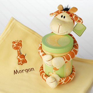 Personalized Blanket with Plush Giraffe & Keepsake Box