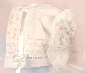 Floral Embroidered Keepsake Bonnet
