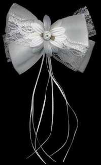 Satin & Lace Large Daisy Hair Bow