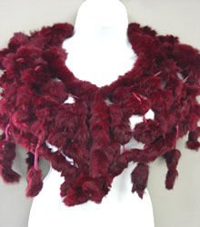Burgundy Rabbit Fur Shawl