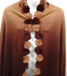 2 Tone Brown Rabbit Fur Shawl