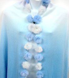 2 Tone Blue Rabbit Fur Shawl