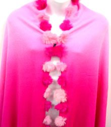Rabbit Fur Balls Two Tone Shawl 1SFB4158