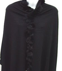 Black Rabbit Pom Shawl