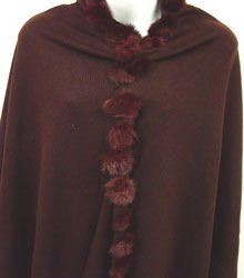 Dark Brown Rabbit Fur Pom Scarf