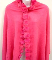 Pink Rabbit Fur Balls Shawl