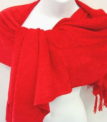 Red Chenille Feel Shawl