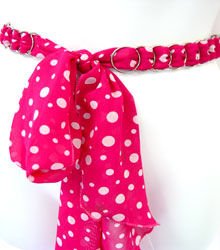 Hot Pink & White Polka Dot Chiffon Sash Belt 100RSASH6
