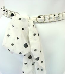 White & Black Chiffon Sash Belt 100RSASH4