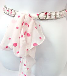 White & Pink Poka Dot Chiffon Sash Belt 100RSASH8