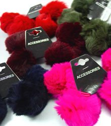 12 Colorful Rabbit Fur Ponytail Holders 1HA4004712