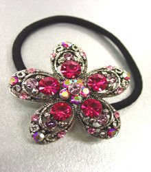 Pink Crystal Flower Ponytail Holder 1HA2520217