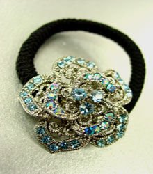Blue Rose Crystal Ponytail Holder 1HA2520225