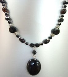 Natural Black Quartz Stones Necklace 1N115544
