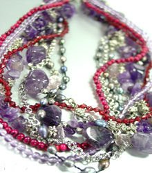 Purple Stone Beads Pearls Necklace 1N223643