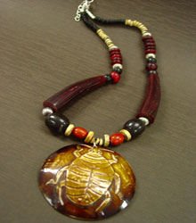 Wine Brown Wood Beads Long Necklace 1N0802397