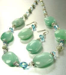 Natural Blue Stones Swarovski Necklace Set 1N002545