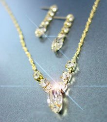 Gold Rhinestone Crystals Necklace Set 1N0010059