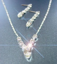 Silver Rhinestone Crystals Necklace Set 1N0010059
