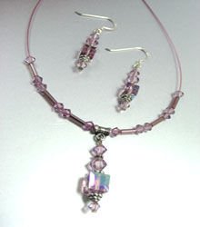 Lavender Swarovski Crystals Necklace Set 1N050367