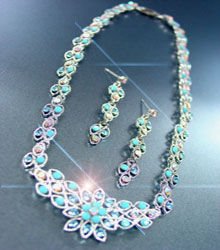 Turquoise Blue Crystals Necklace Set 1N11503