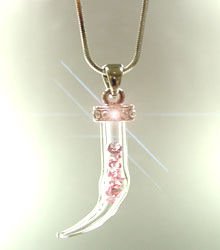 Pink Crystals Italian Horn Necklace 1N259633
