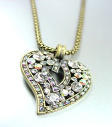 Clear Crystals Gold Heart Mesh Necklace 1N4001994