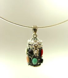 Sterling Silver Stones Prayer Box Necklace 1N009423