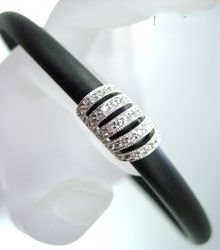 Sterling Silver Crystals Black Necklace 1N009887