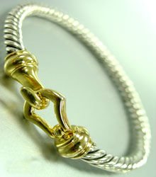 Sterling Silver Cable Gold Buckle Bracelet 1B009126
