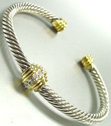 Sterling Silver Cable Crystals Bracelet 1B009179