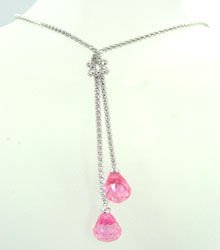 Sterling Silver Pink CZ Crystals Necklace 1N009211