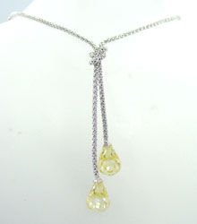 Sterling Silver Yellow CZ Crystal Necklace 1N009211